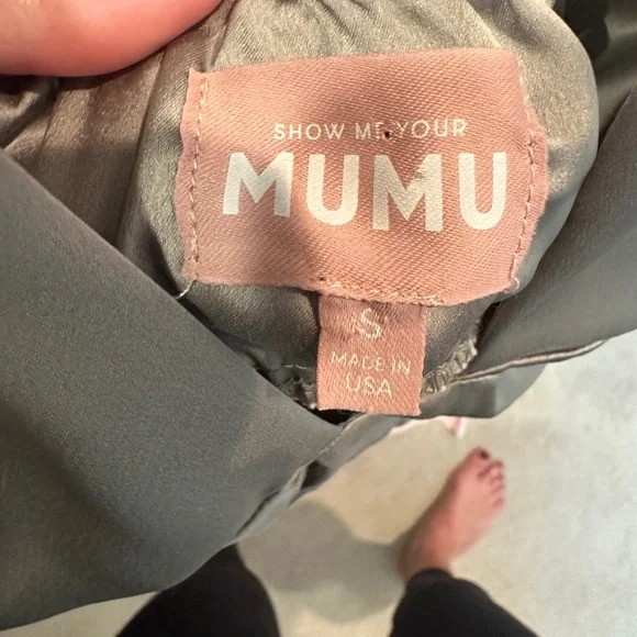 Show Me Your Mumu Adele Halter Maxi Dress Moss Green Luxe Satin Wedding Chic S - Picture 14 of 16